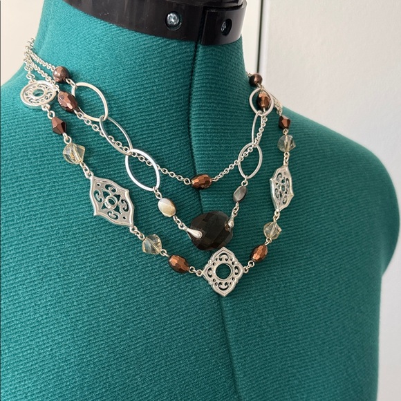 White House Black Market Silver and Brown Necklace - Picture 3 of 3